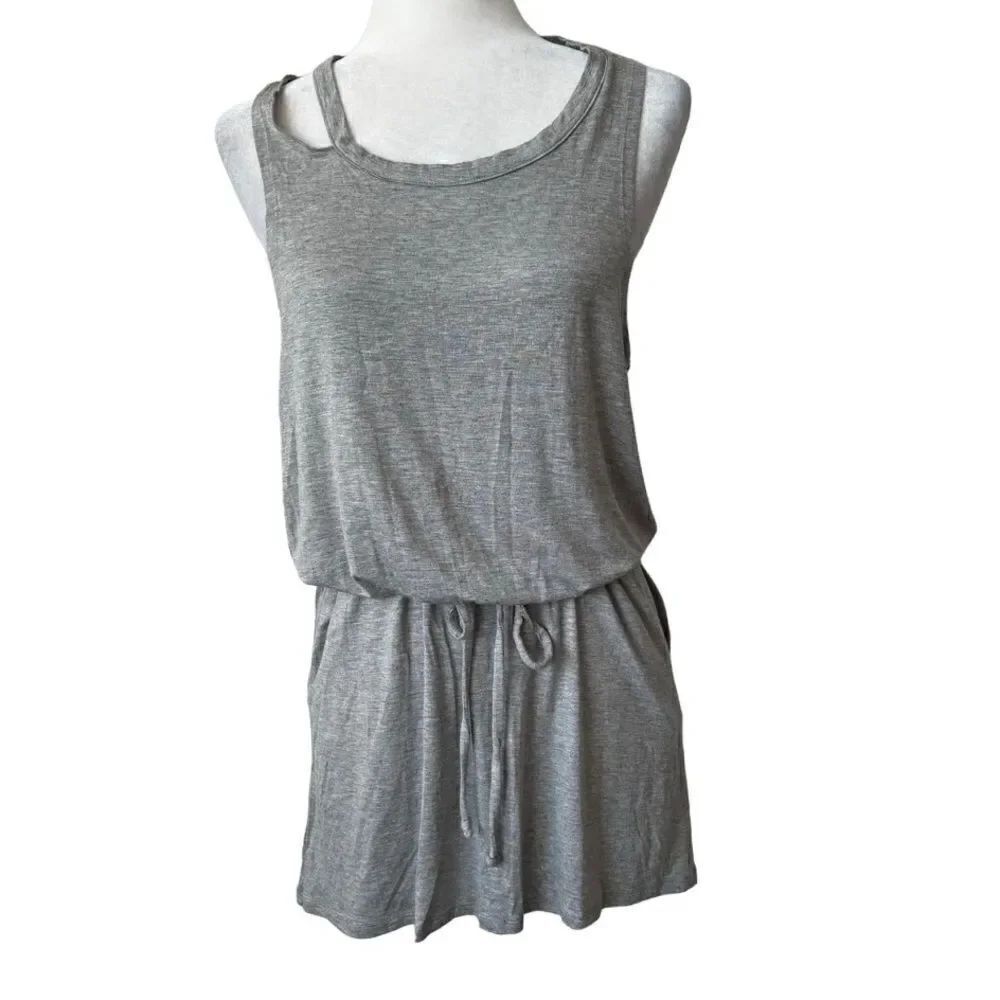 Chaser Cool Jersey Deconstructed Tank Dress Heather Gray SZ M